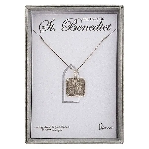 St. Benedict Medal Necklace – Gold-Finished 1