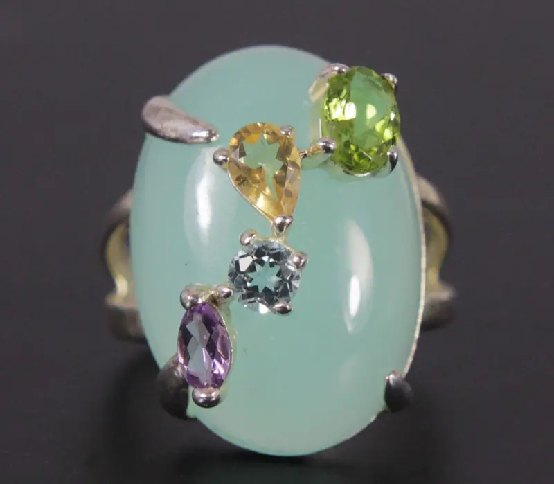 Sterling Silver Aquamarine Solitaire Ring – Size 8 1