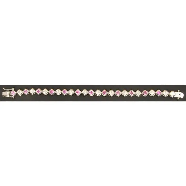 Sterling Silver Bracelet Set With Pink Sapphire Accents 1