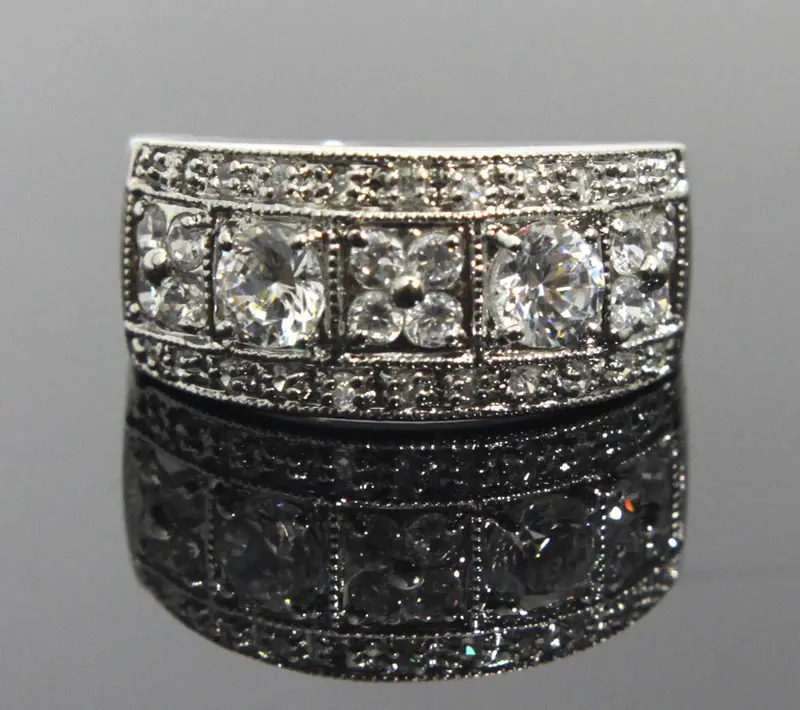 Sterling Silver Diamond Simulant Ring – Size 8 1