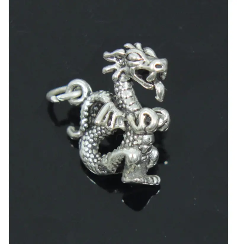 Sterling Silver Dragon With Spread Wings Charm 1