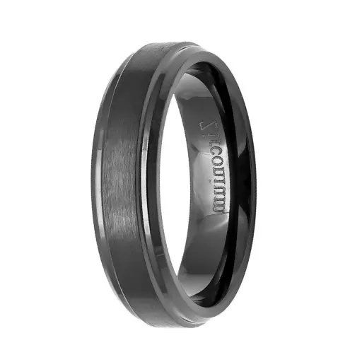 Striker Black Zirconium Ring With Brushed Center & Stepped Edges – 6Mm 1