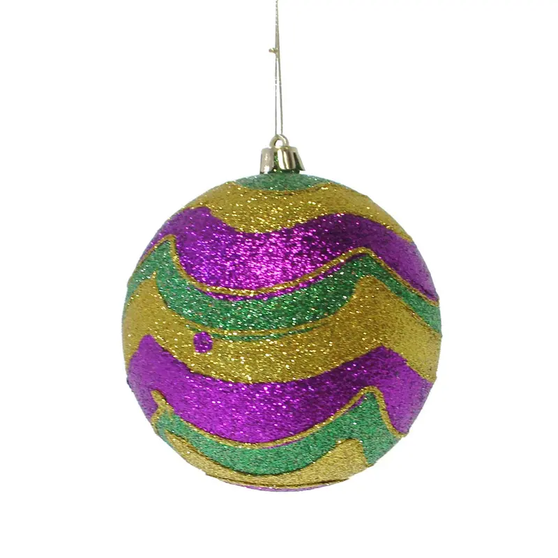 Striped Round Ornament – Classic Holiday Decor 1