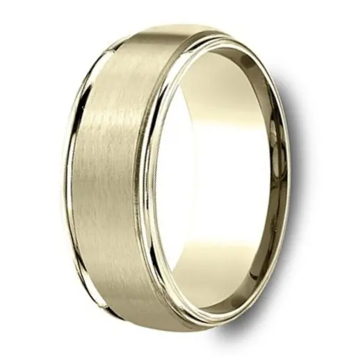 Summit 8Mm Satin-Finish Men'S 14K Yellow Gold Beveled-Edge Wedding Band 1