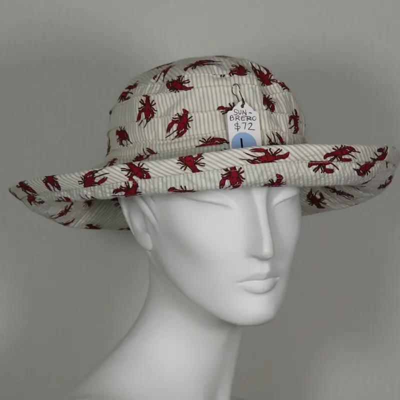 Sunbrero Hat – Crawfish-Print Seersucker, Large Size 1