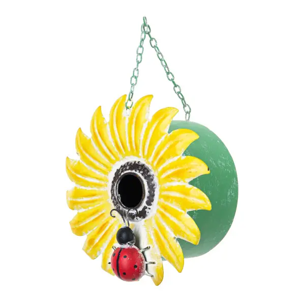 Sunflower Birdhouse With Ladybug Accents 1