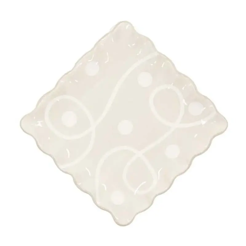 Taupe-And-White Dessert Serving Plate 1