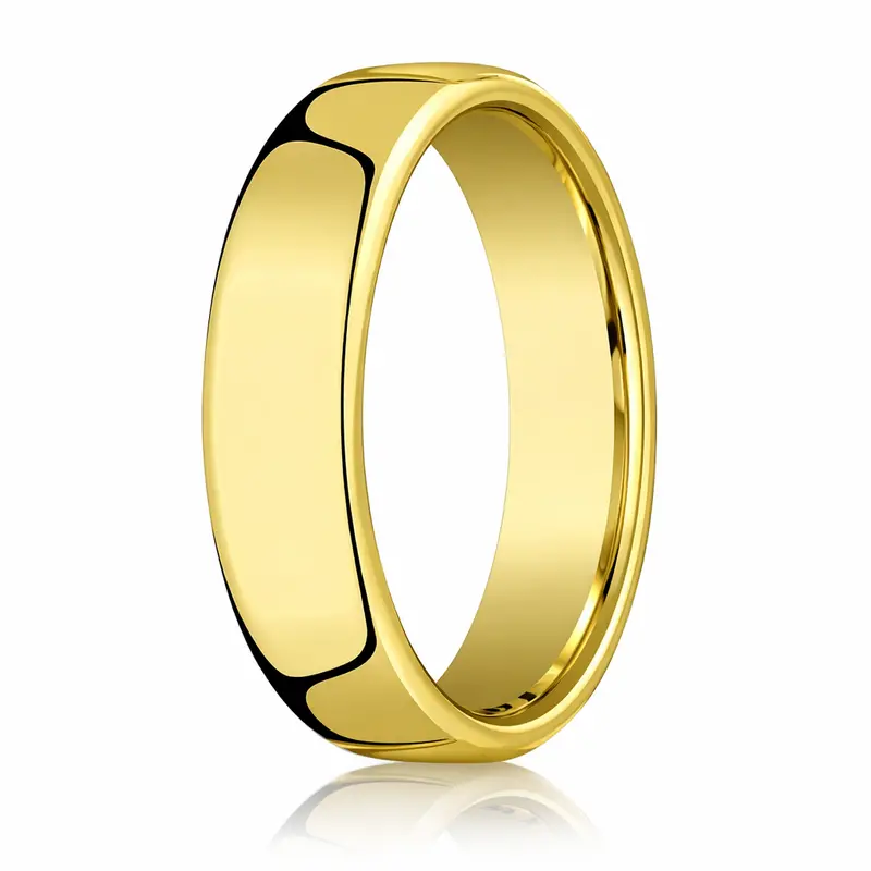 The Valencia Men'S 14K Yellow Gold Euro-Style Domed Wedding Band — 6.5Mm Polished 1