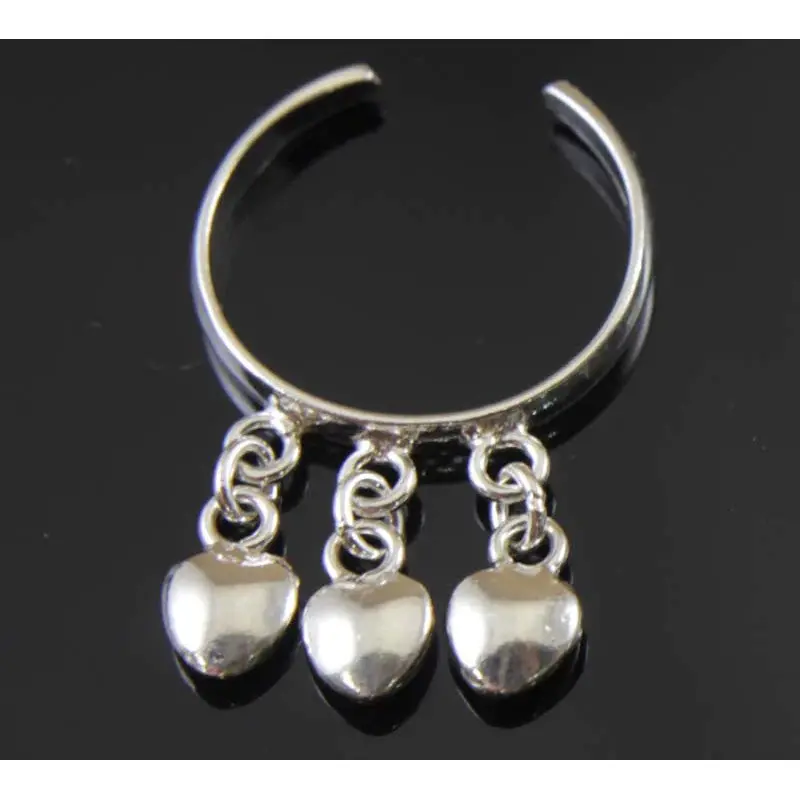 Three-Heart Charm Sterling Silver Toe Ring 1