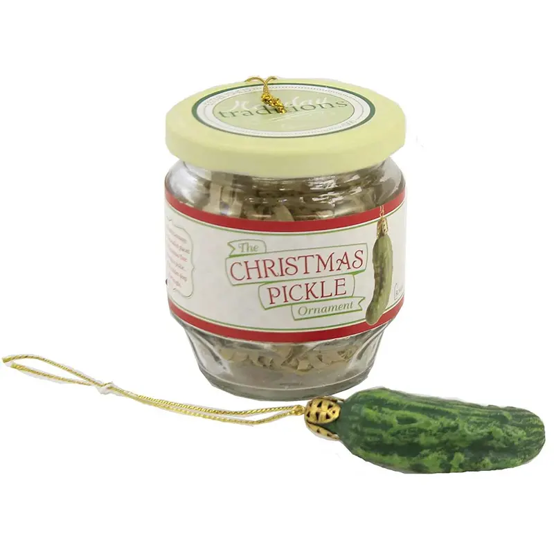 Traditional Christmas Pickle Ornament In Display Jar 1