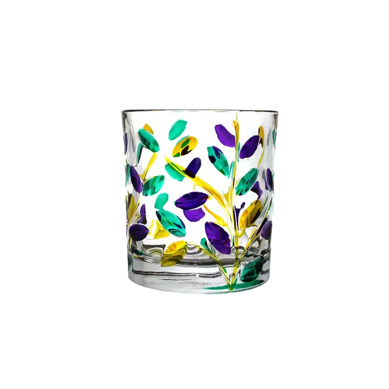 Tree Of Life Double Old Fashioned Whiskey Glass – Mardi Gras Art Glass 1