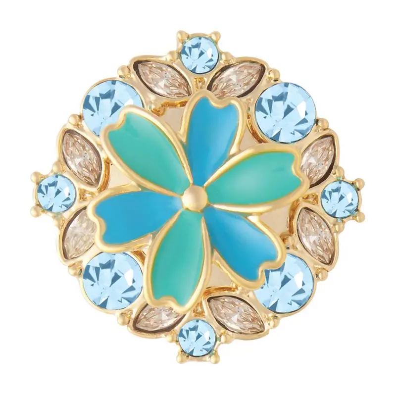 Turquoise Ginger Snaps Bursting Flower Snap Charm In Gold 1