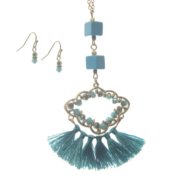 Turquoise Matching Necklace And Earring Set 1