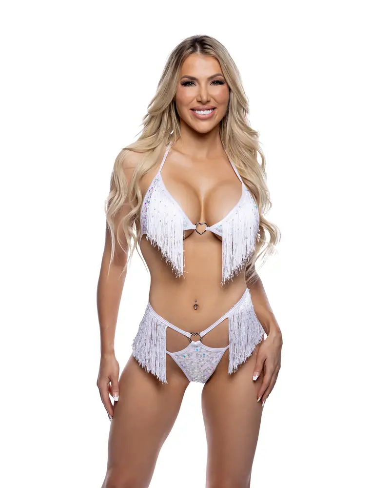 Two-Piece Sequin And Fringe Short Set 1