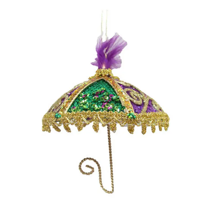Umbrella-Shaped Mardi Gras Ornament – 5 Inches 1