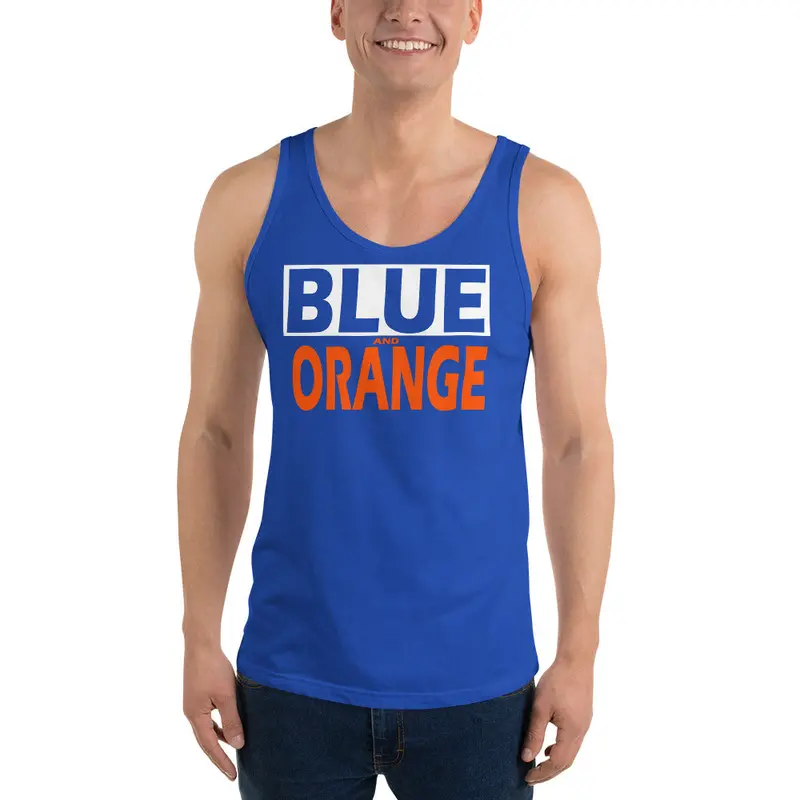 Unisex Blue And Orange Sleeveless Tank Top