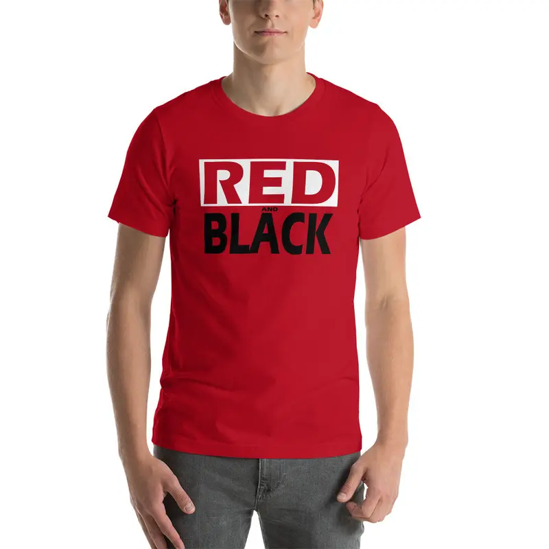 Unisex Red And Black Vintage-Style Short-Sleeve T-Shirt 1