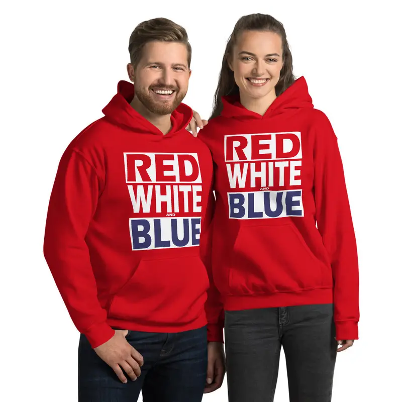 Unisex Red, White & Blue American Flag Hoodie 1