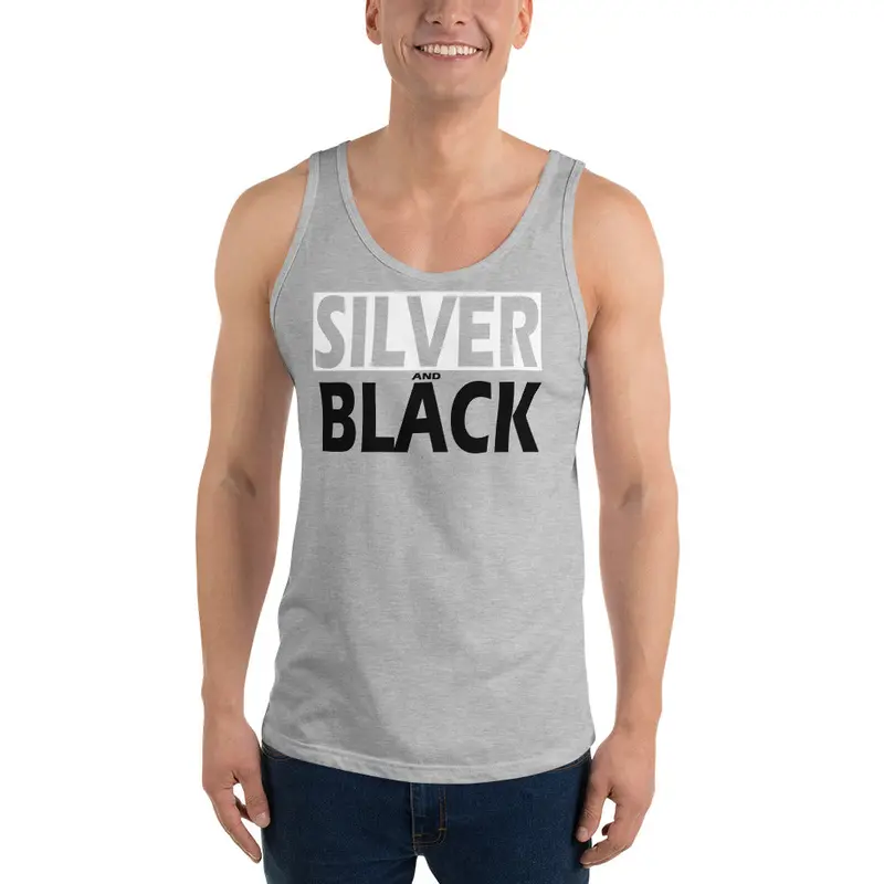 Unisex Silver And Black Tank Top 1