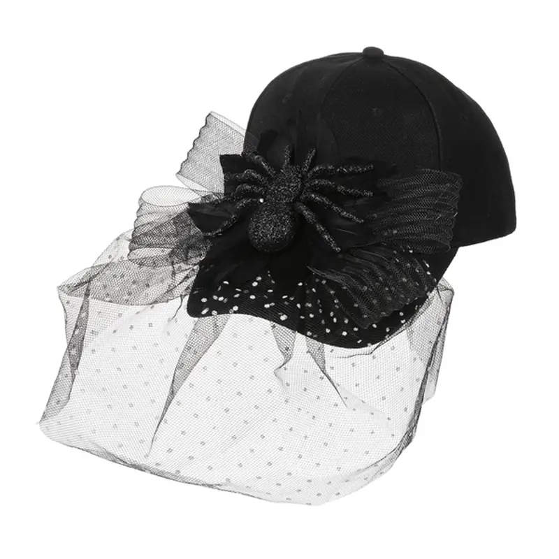 Veiled Baseball Cap – Mysterious Costume Accessory With Sheer Overlay 1