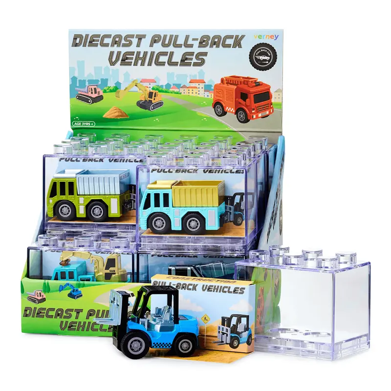 Verney Construction Series Die-Cast Pull-Back Cars – 12-Unit Cdu 2
