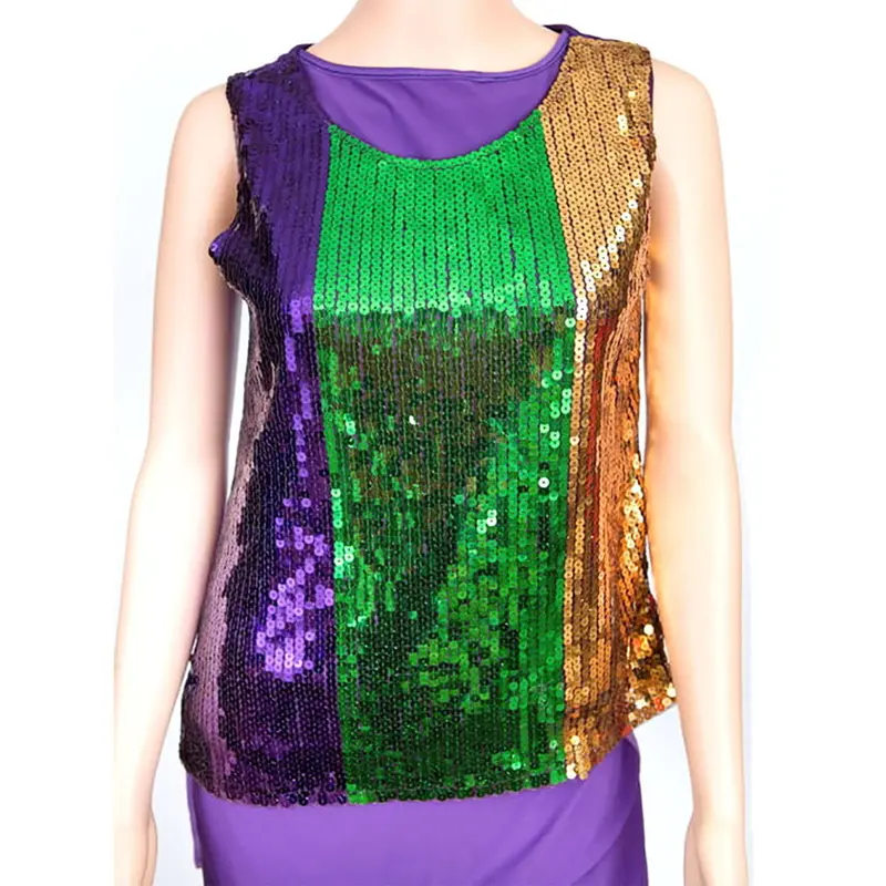 Vertical Striped Sequin Top For Mardi Gras Celebrations 1