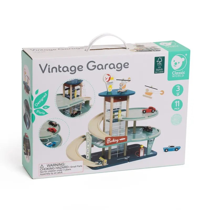 Vintage Garage Playset – Classic World Vehicle Storage & Role-Play Center 1
