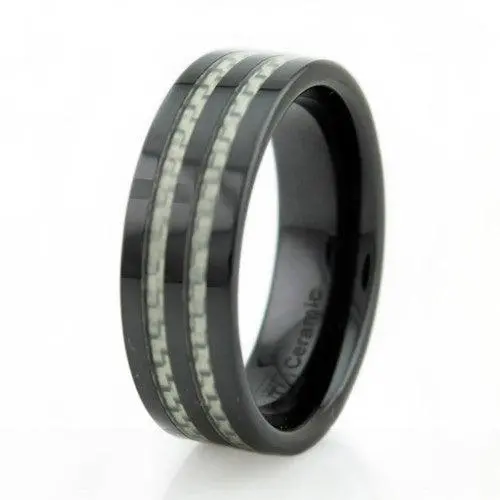 Vortex Black Ceramic Ring – Dual Gray Carbon Fiber Rows – 8Mm 1