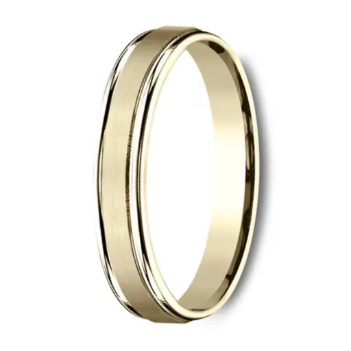 Washington Men'S 4.5Mm Satin 14K Yellow Gold Wedding Band With Polished Trim 1