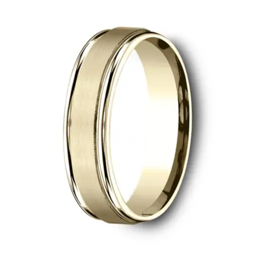 Washington Men'S 6Mm Satin-Finish 14K Yellow Gold Wedding Band 1
