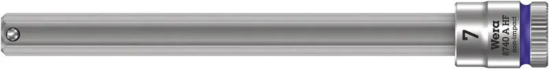 Wera 7Mm Hex-Plus Bit Socket With Zyklop Holding Function – 1/4" Drive, Extended Length 1