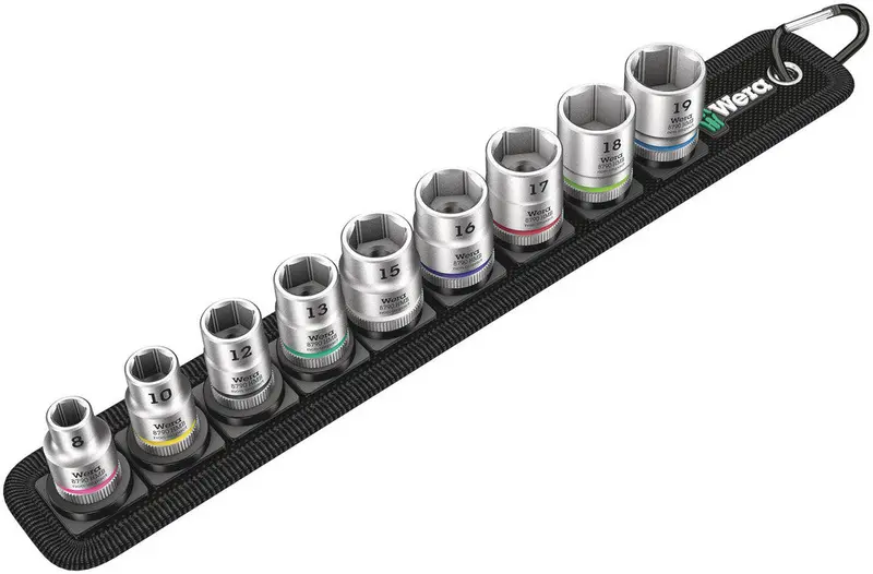 Wera Belt B4 Zyklop Socket Set – 9-Piece 3/8″ Drive Sockets With Belt Carrier 1