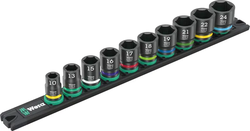 Wera Impaktor B Magnetic Socket Rail Set – 10-Piece, 3/8" Drive 1
