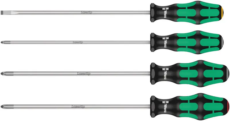 Wera Kraftform Plus Long-Reach 4-Piece Screwdriver Set (Ph/Pz/Sl) – Model 347736 1