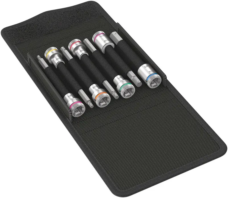 Wera Zyklop Hex-Plus Holding Function Bit-Socket Set – 7-Piece, Imperial, 3/8" Drive, Model 8740 B Hf Imperial 1 1