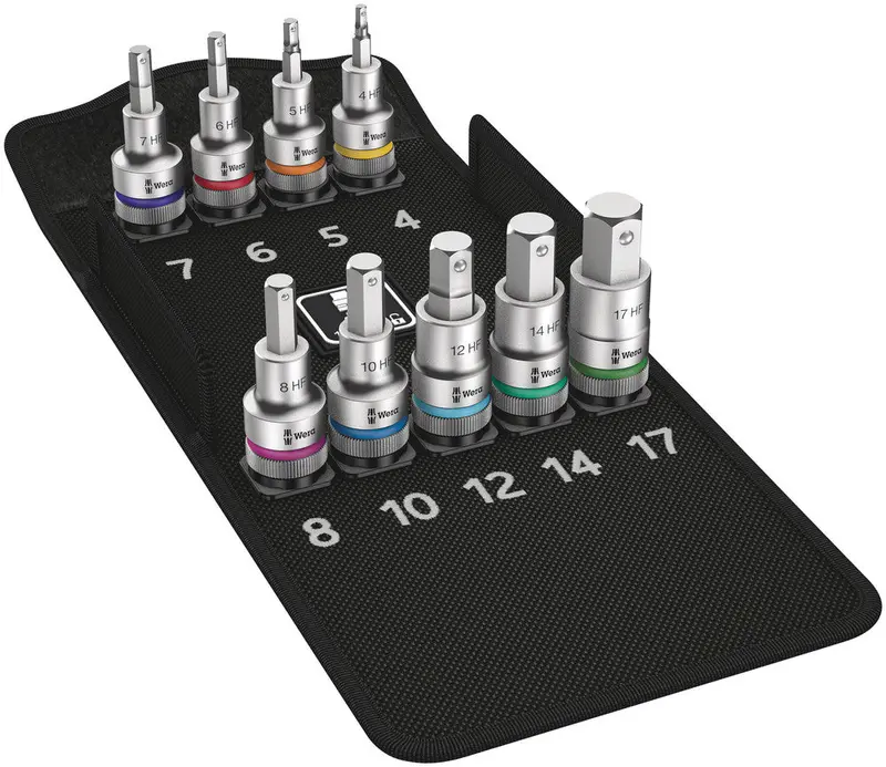 Wera Zyklop Hex-Plus Holding Function Bit-Socket Set – 9-Piece, Belt C Format, 1/2" Drive, Model 8740 C Hf 1 1