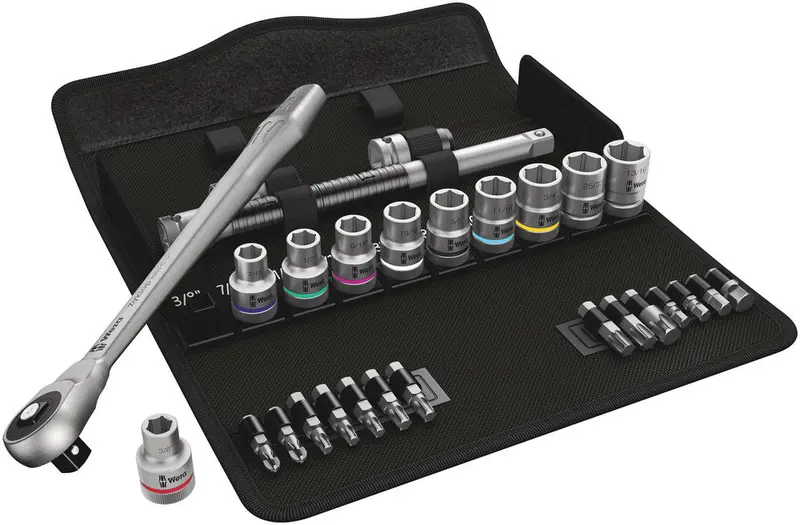 Wera Zyklop Metal Push Socket Set – 28-Piece, Imperial, 1/2" Drive, Model 8100 Sc 10 1
