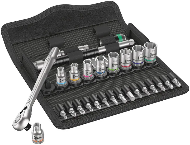 Wera Zyklop Metal Switch Imperial Socket Set – 28-Piece, 1/4" Drive, Sae Sizes 1