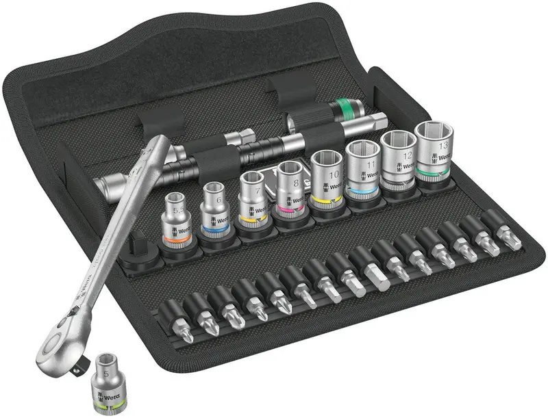 Wera Zyklop Metal Switch Socket Kit – 28-Piece, 1/4" Drive, Toggle-Action Design 1