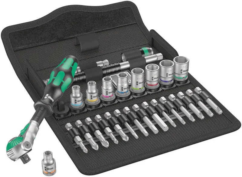 Wera Zyklop Speed Socket Set – 28-Piece, 1/4" Drive, Imperial Sae Sizes 1