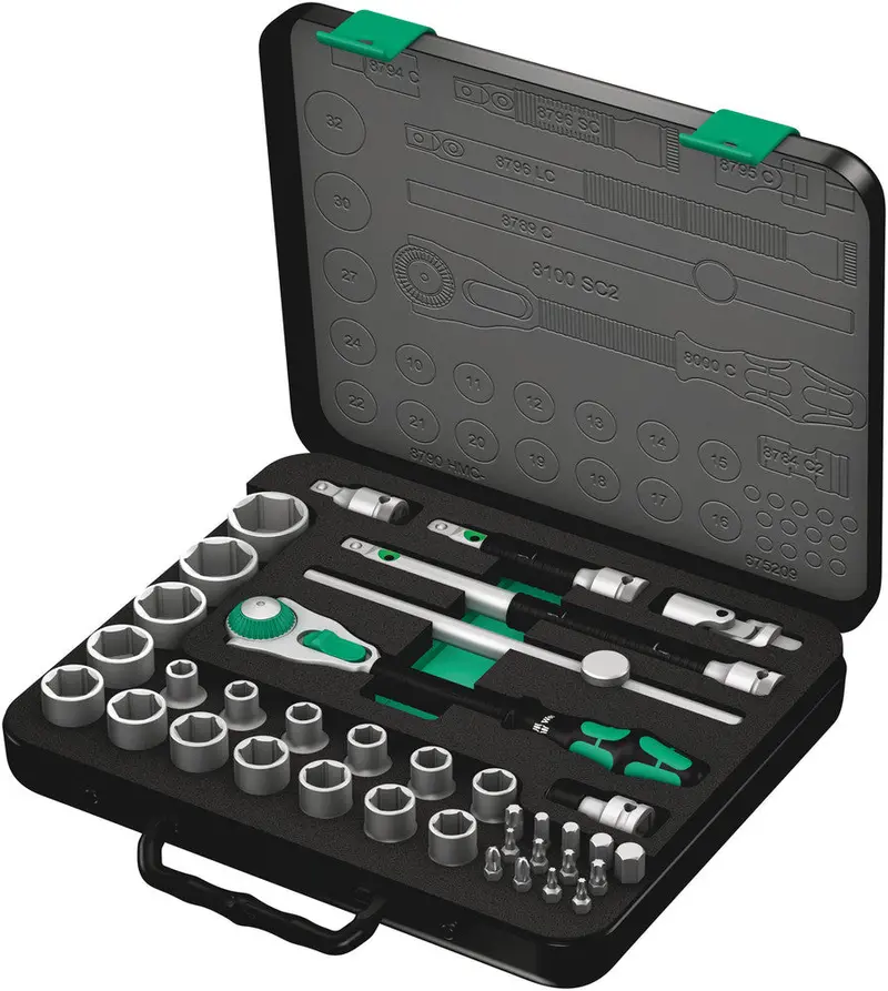 Wera Zyklop Speed Socket Set – 37-Piece, Metric, 1/2" Drive, Model 8100 Sc 2 1