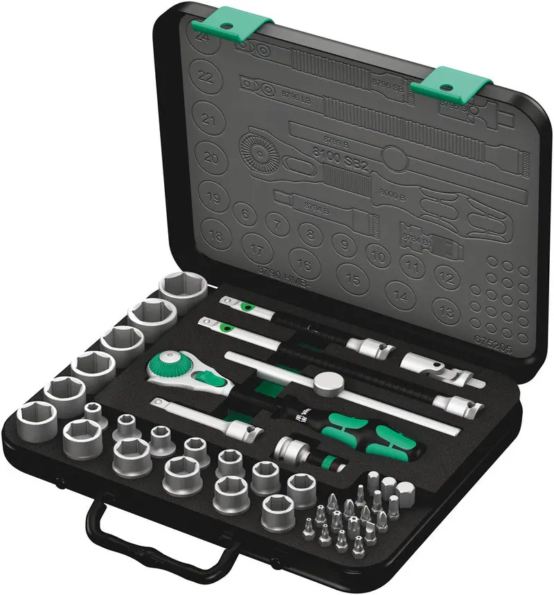 Wera Zyklop Speed Socket Set – 43-Piece, Metric, 3/8" Drive, Model 8100 Sb 2 1