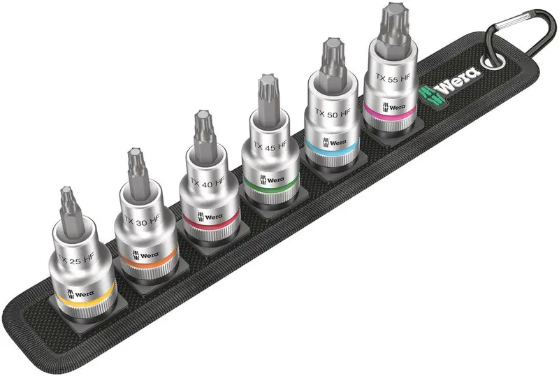 Wera Zyklop Torx® Holding Function Bit-Socket Set – 6-Piece, Belt C Format, 1/2" Drive, Model 8767 C Torx Hf 3 1