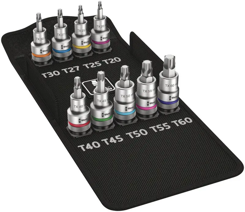 Wera Zyklop Torx® Holding Function Bit-Socket Set – 9-Piece, Belt C Format, 1/2" Drive, Model 8767 C Torx Hf 1 1