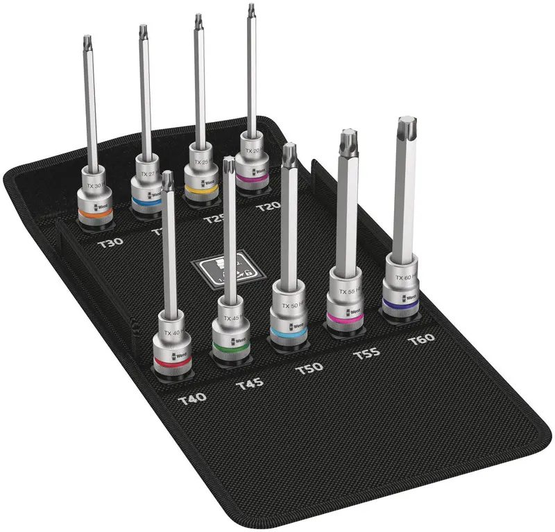 Wera Zyklop Torx® Holding Function Bit-Socket Set – 9-Piece, Belt C Format, 1/2" Drive, Model 8767 C Torx Hf 3 1