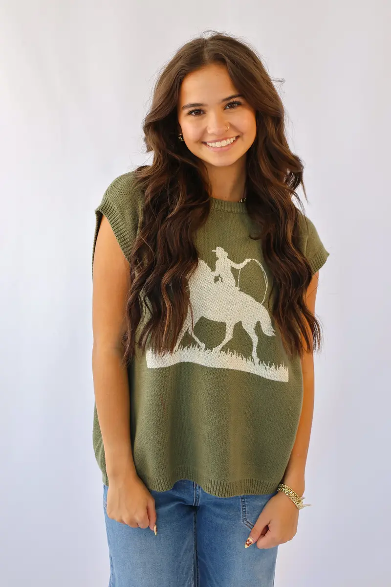 Western-Style Knit Sweater Vest 1