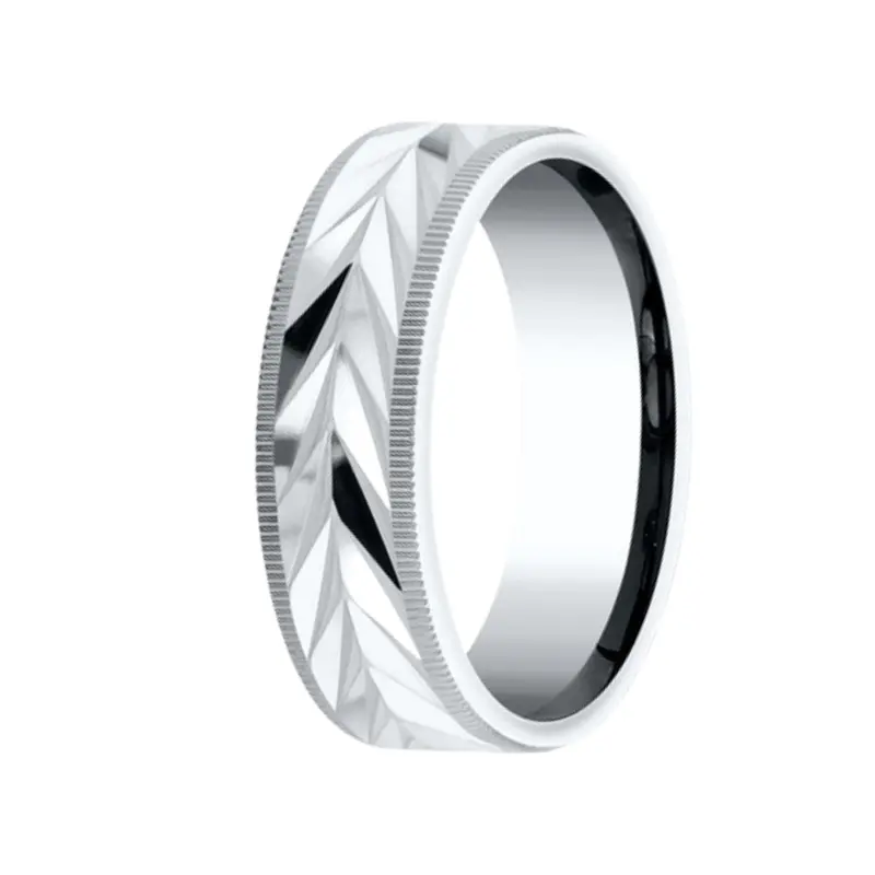 Wheat Pattern Platinum Ring With Delicate Milgrain Border – 7Mm 1