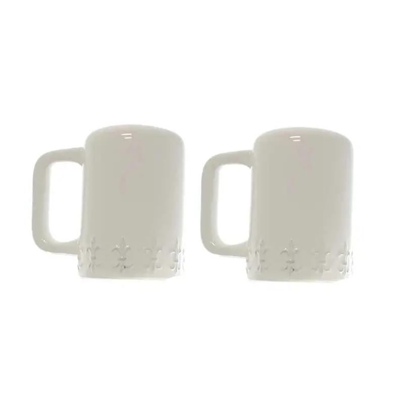 White Fleur-De-Lis Ceramic Salt And Pepper Set 1