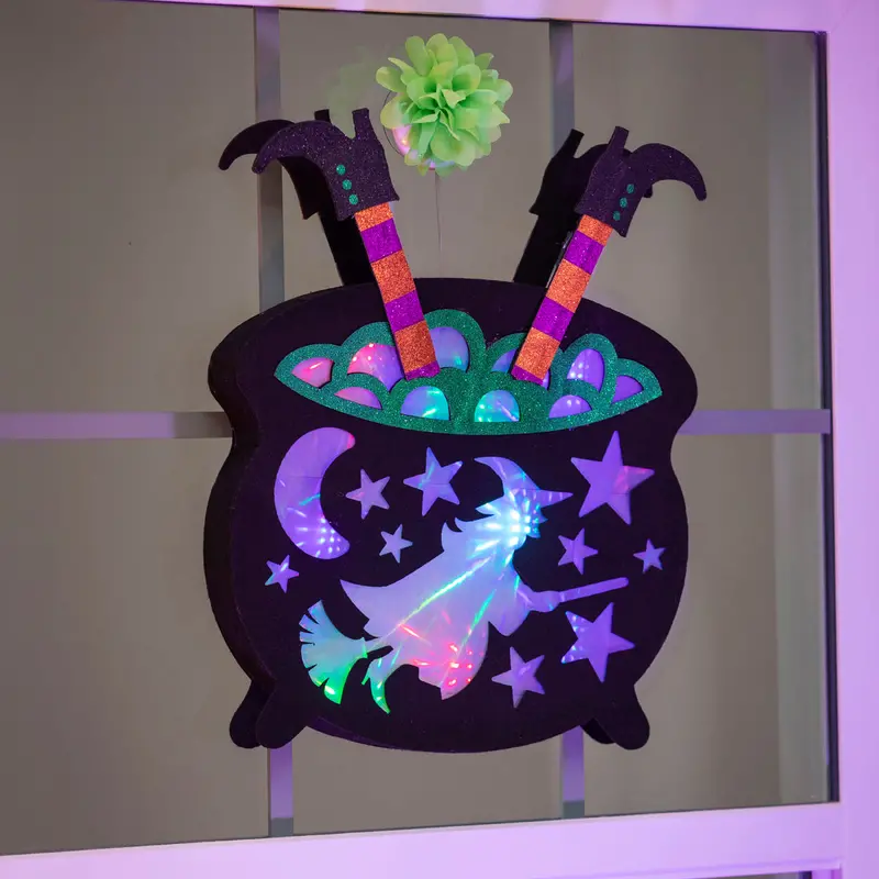 Witch’S Cauldron 3D Led Window Decor – Frosted Film Glow Effect 1