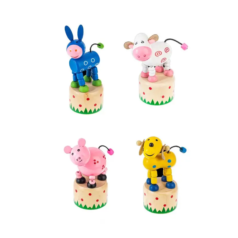 Wooden Farm Animal Push Puppets – Interactive Handmade Toy Set 1